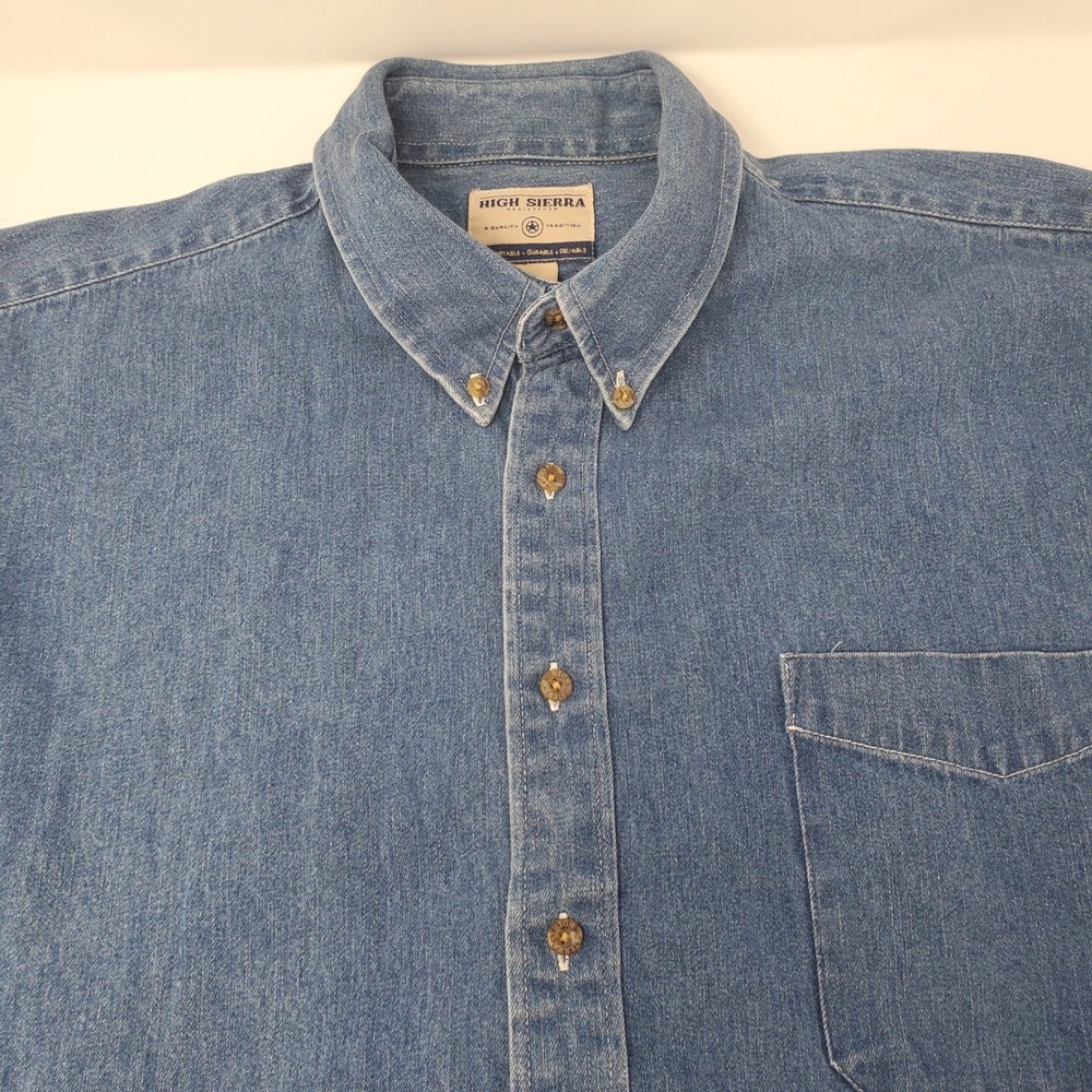 High Sierra Shirt Mens XXL Blue Heavy Denim Button Down Long Sleeve Pocket